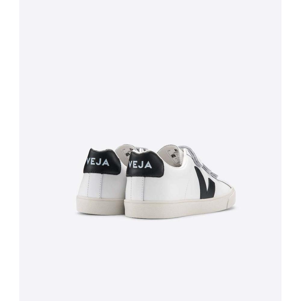 Women's Veja 3-LOCK LEATHER Sneakers White/Black | ZA 610QMA